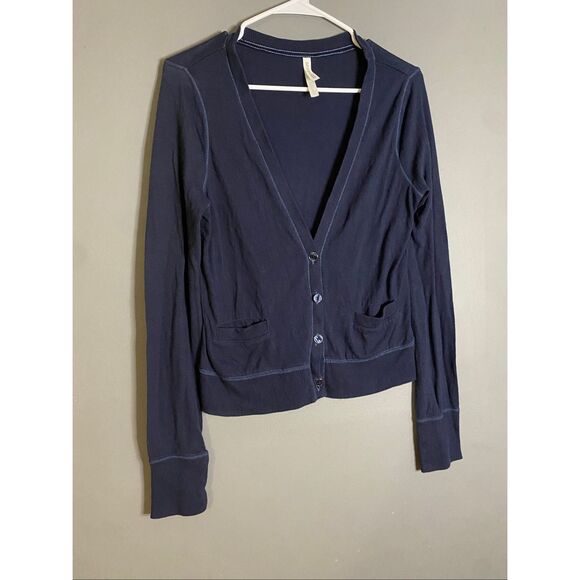 Aeropostale Blue Navy Button Up Pocket Cardigan Size Large - Picture 2 of 5